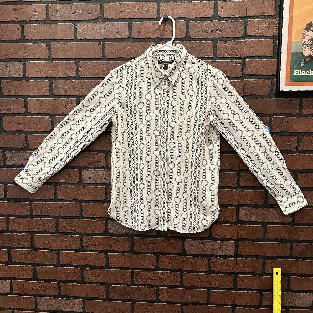 Banana Republic Dillon Classic Fit Chain Design Button Down Womens